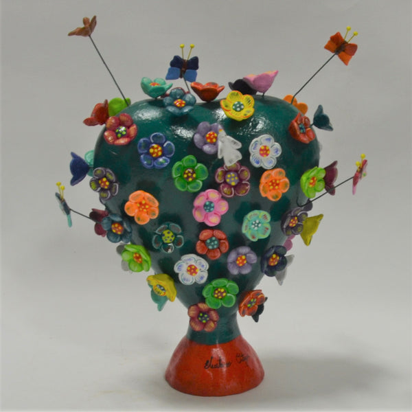 Gerardo Ortega - Mexican Folk Art Heart with Flowers