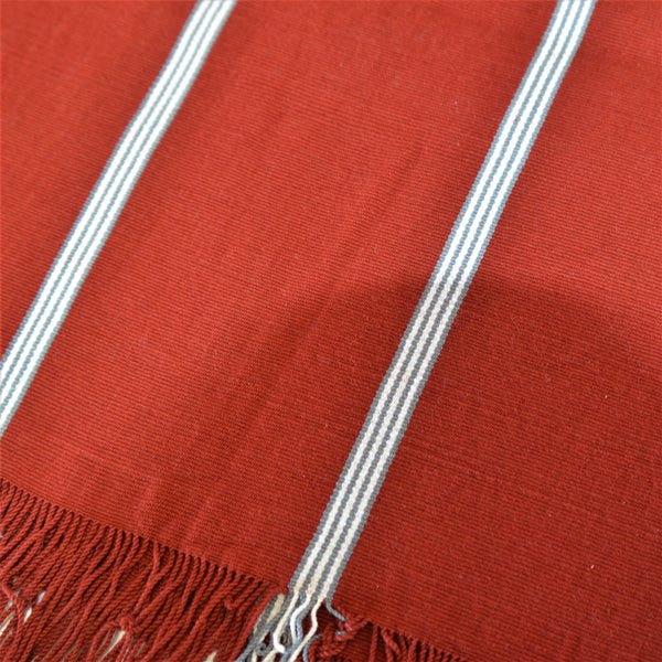 Textiles - Dark Red, Grey and White Striped Runner from Mayatik