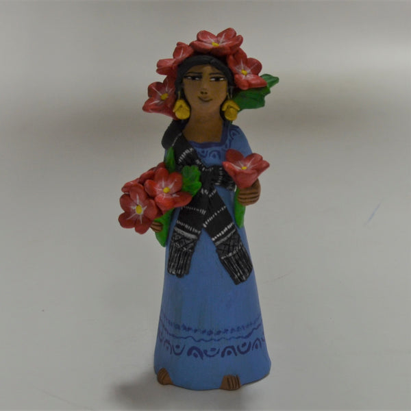 Leticia Garcia Aguilar - Oaxacan Folk Art Woman with Red Flowers