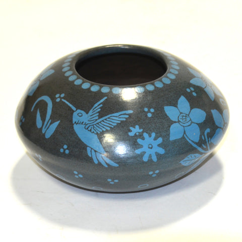 Familia Hernandez Cana -  Blue Bowl with Hummingbirds
