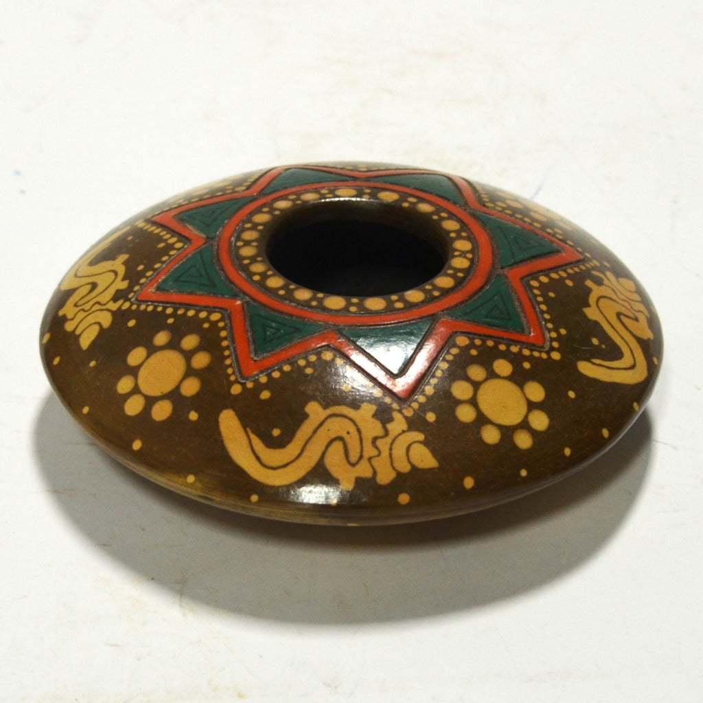 Familia Hernandez Cana -  Brown, Red and Green Bowl with Shells