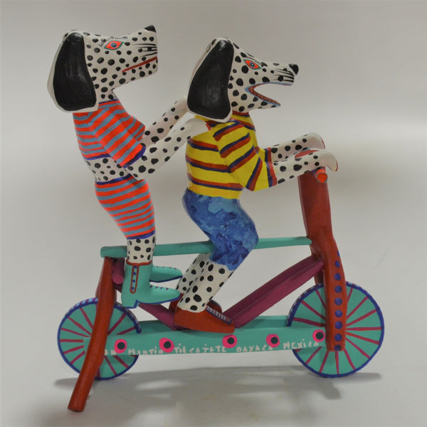 Martin Melchor - 2 Hand Carved Dogs on a Bike