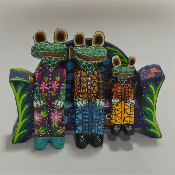 Joaquin Hernandez - Hand Carved Family of Frogs
