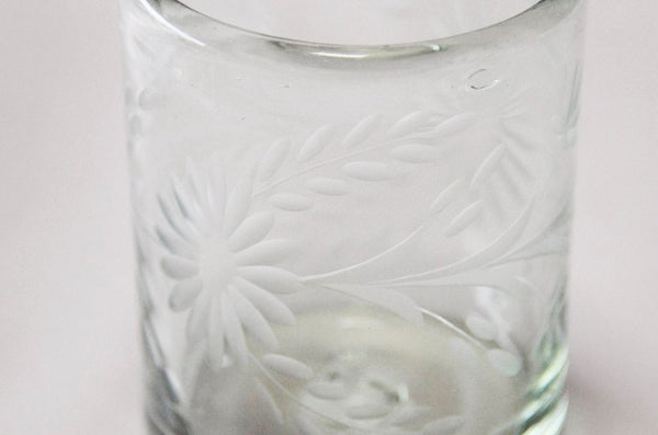 Hand Blown and Etched Glass - Old-Fashioned Glass