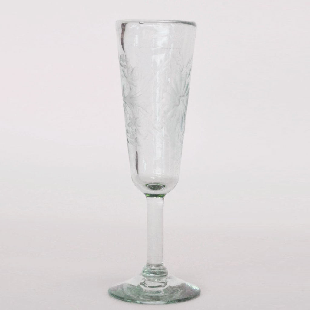 Hand Blown and Etched Glass - Champagne Flute