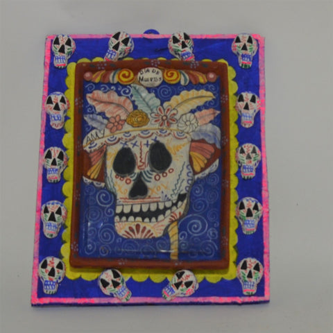 Moises Rodriguez - Catrina Painting with Skulls on Frame