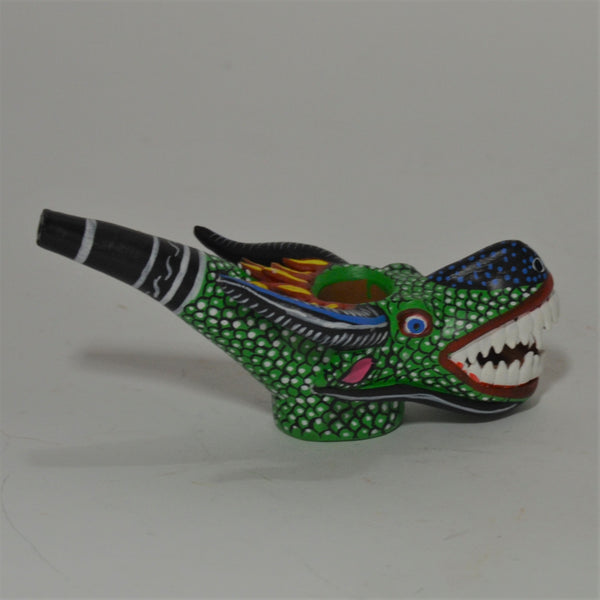 Tomasa Gonzalez Sanchez - Mexican Folk Art Monster Pipe in Green