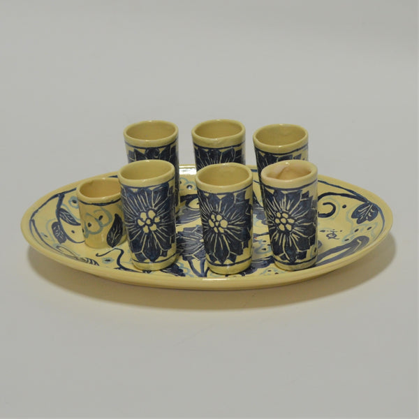 Raymundo Vazquez - Tequila set with Blue and White Flowers