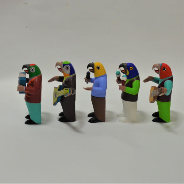 Avelino Perez Munoz - Hand Carved Oaxacan Alebrije 5 Piece Parrot Band