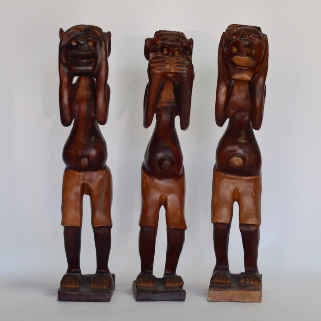 Wood - Cuban See No Evil Hand Carved Trio