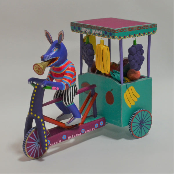 Martin Melchor - Oaxacan Carved Fruit Cart with Dog