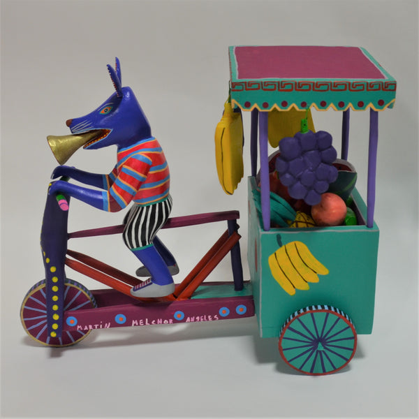 Martin Melchor - Oaxacan Carved Fruit Cart with Dog