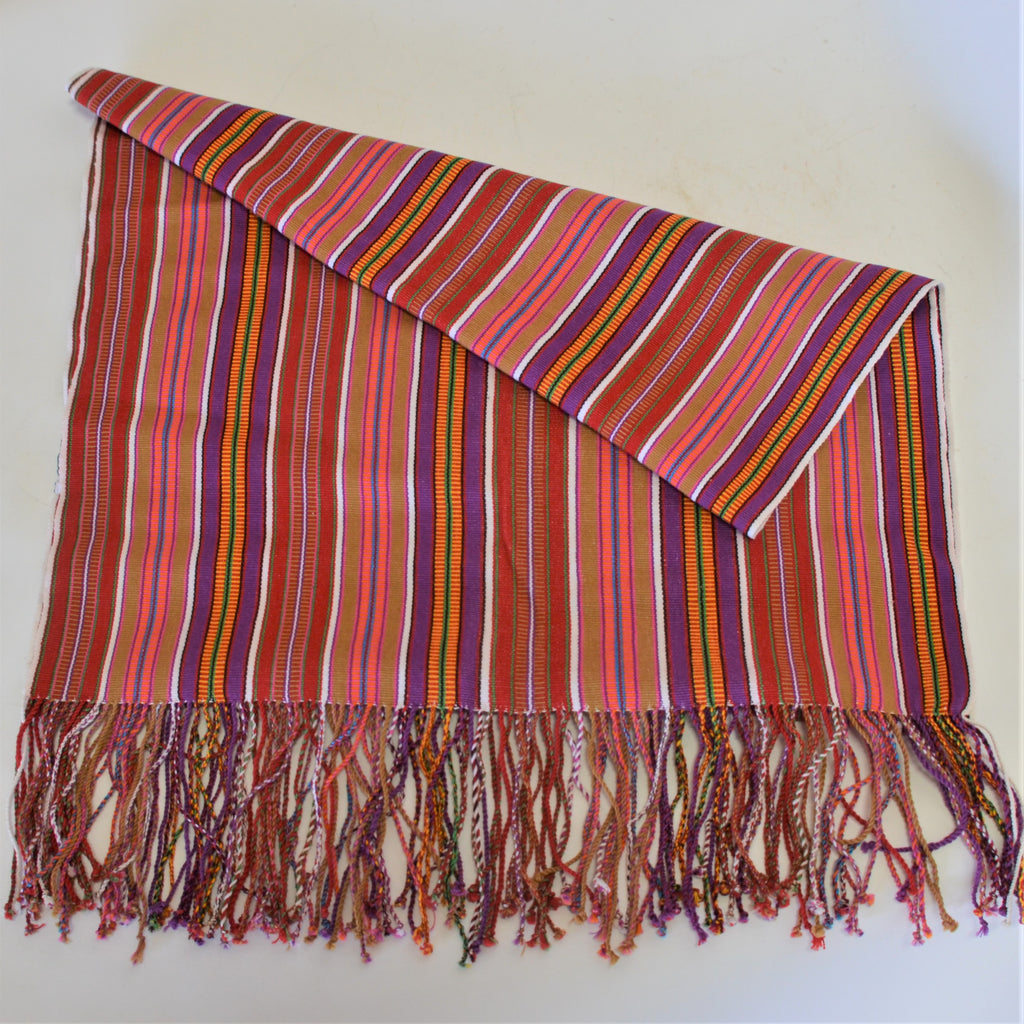 Textiles - Multi Color Striped Runner with Fringe from Mayatik
