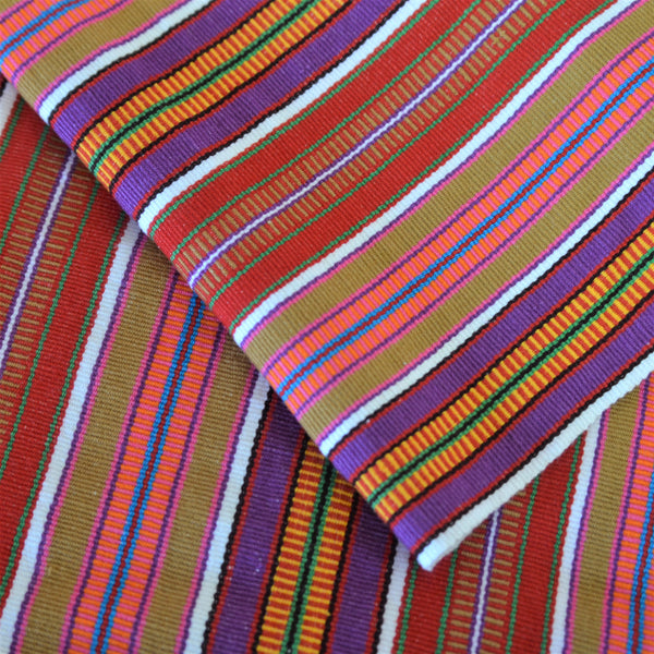Textiles - Multi Color Striped Runner with Fringe from Mayatik