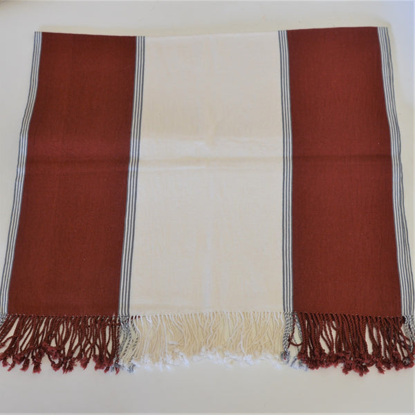 Textiles - Dark Red and White Striped Runner from Mayatik