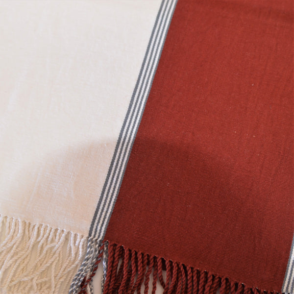 Textiles - Dark Red and White Striped Runner from Mayatik