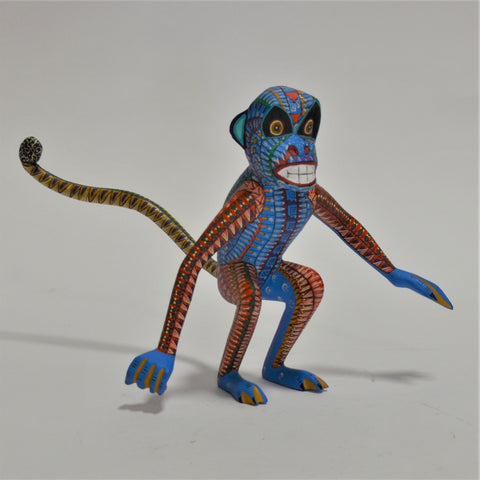 Joaquin Hernandez - Oaxacan Hand Carved Blue Monkey