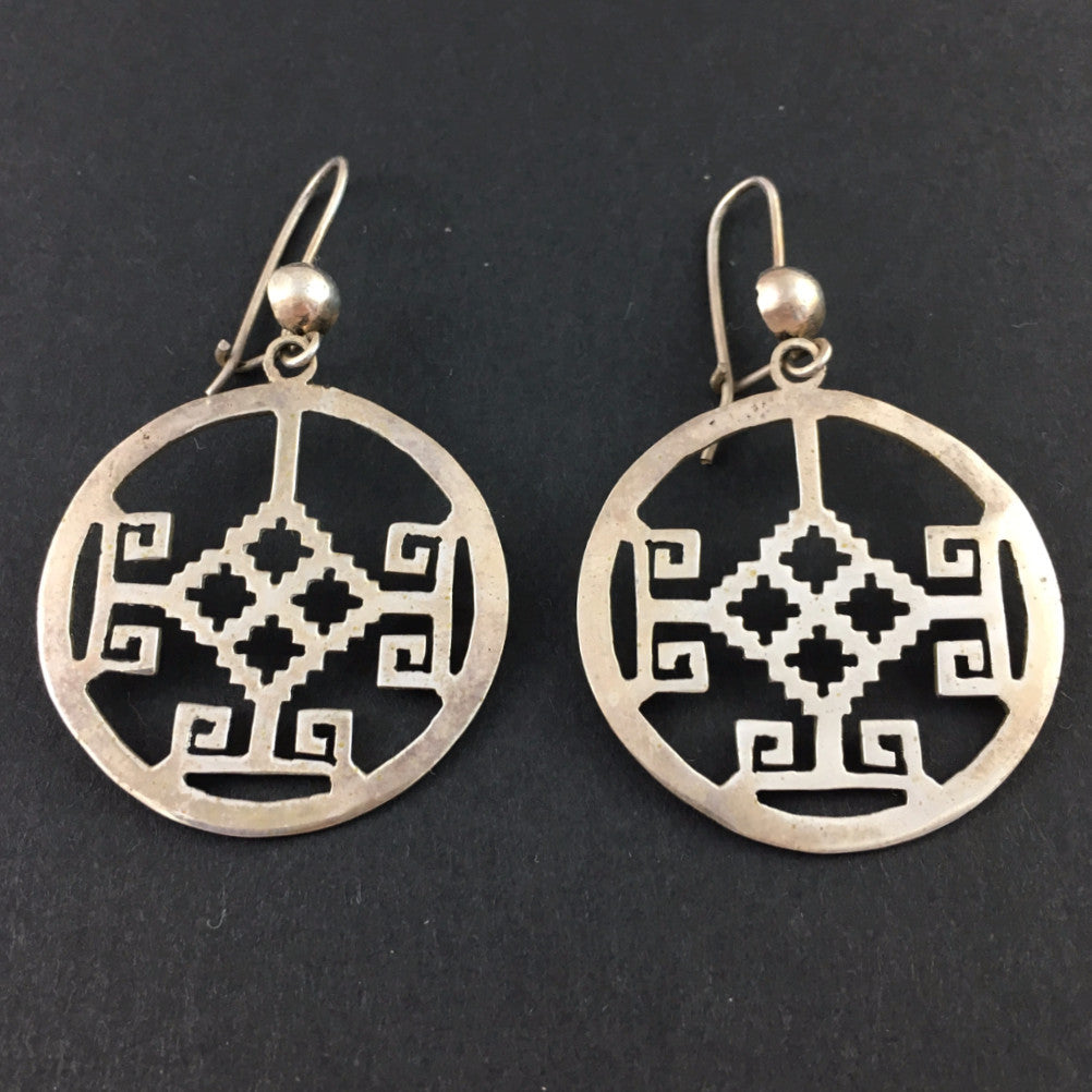 Jewelry - Mexican Silver Earrings with Pre-Hispanic Imagery