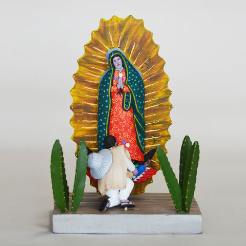 Gabino Reyes - Oaxacan Carved Virgen of Guadalupe and Juan Diego