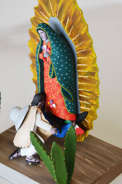 Gabino Reyes - Oaxacan Carved Virgen of Guadalupe and Juan Diego